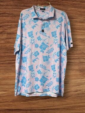 EUC Surf Cuz MEN'S QUICK-DRY GOLF POLO SHIRTS SZ XXL pink & blue